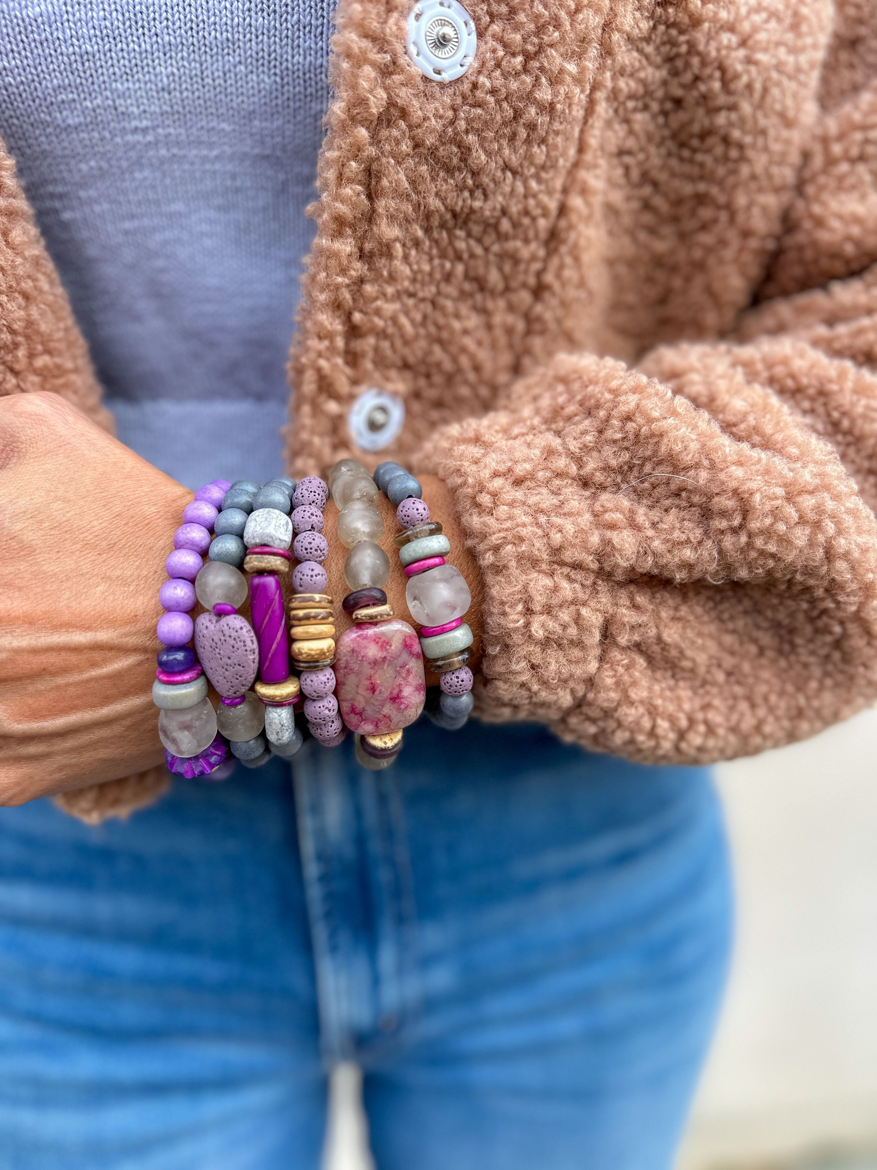 Trio Stack Bracelet Set | Purple