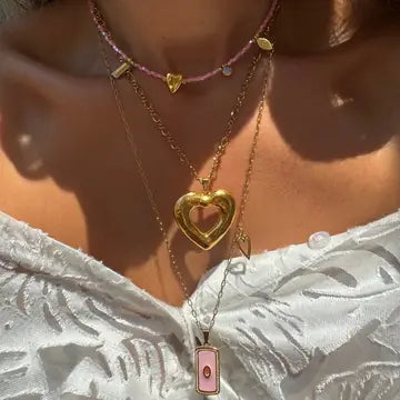 Heart Charm Necklace | Pink