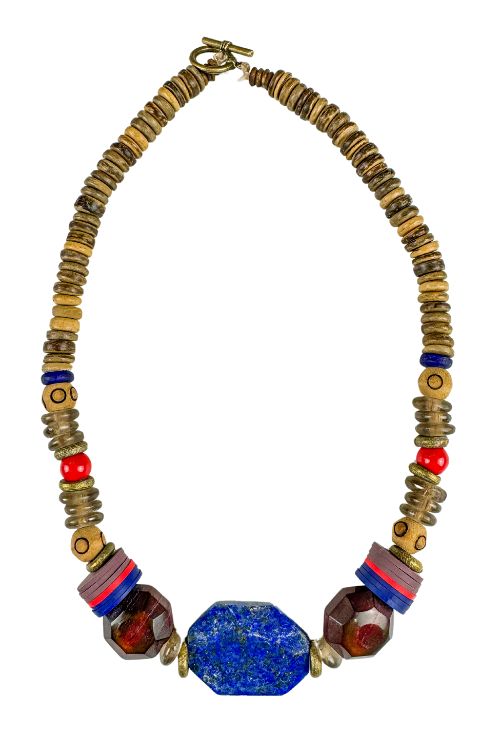 Tribal Classic Necklace | Red + Blue | T&T x Home Ec