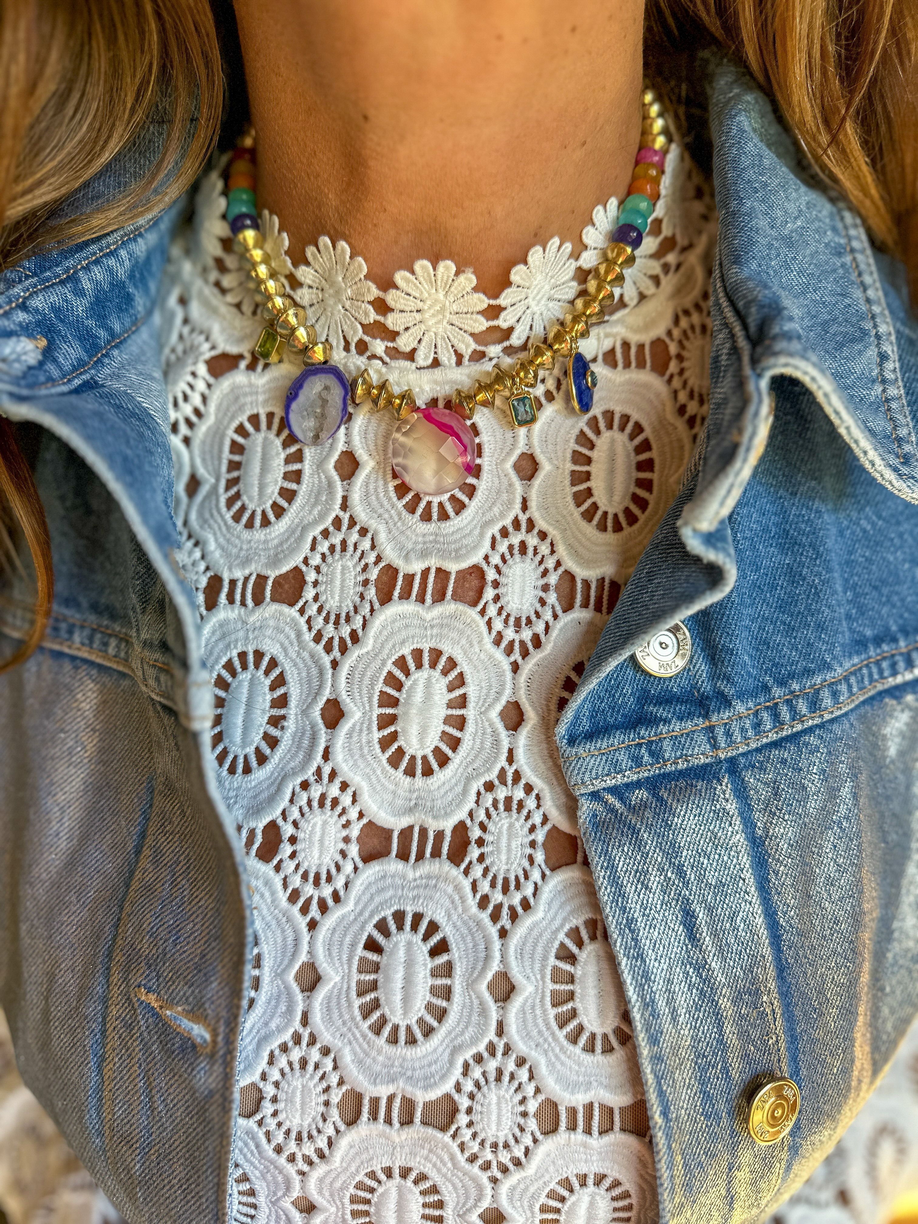 Tribal Charm Necklace | Multi + Gold