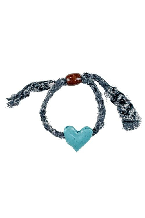 Bandana Heart Bracelet | Gray + Blue