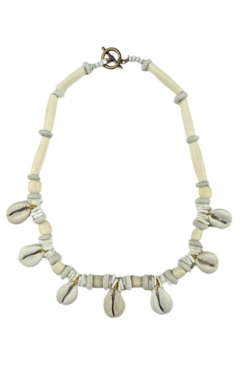 Stacked Cowrie Choker | White