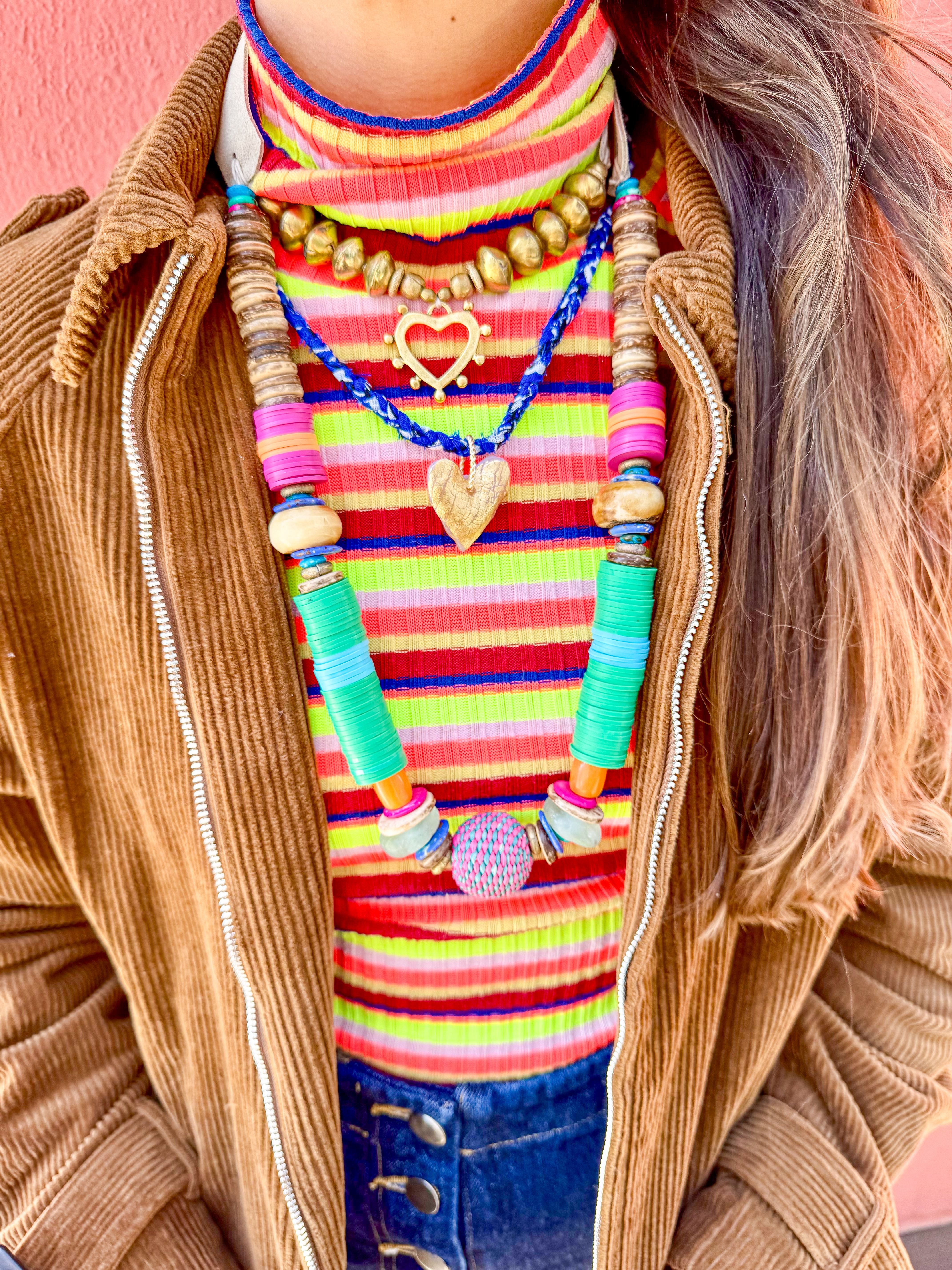 Bandana Heart Necklace | Blue