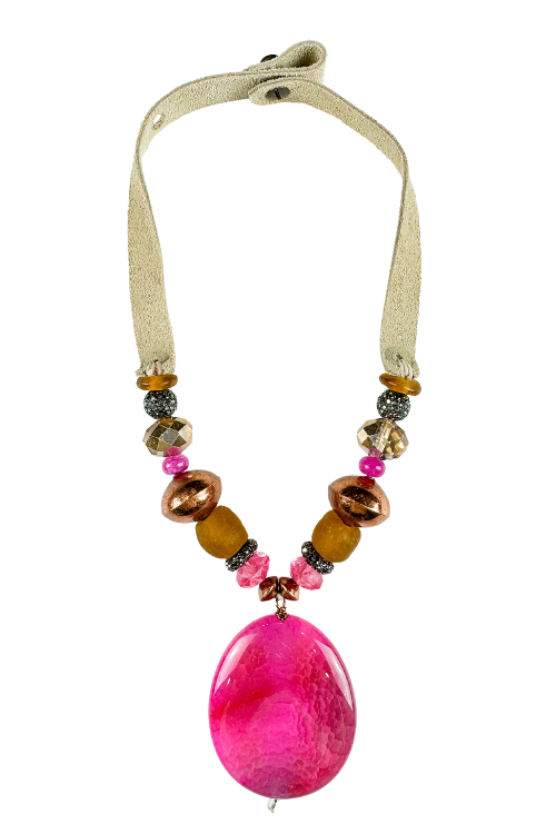 Slim Pendant Necklace | Hot Pink