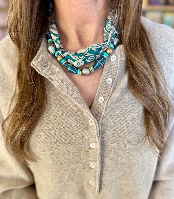 Beaded Bandana Necklace | Turquoise West