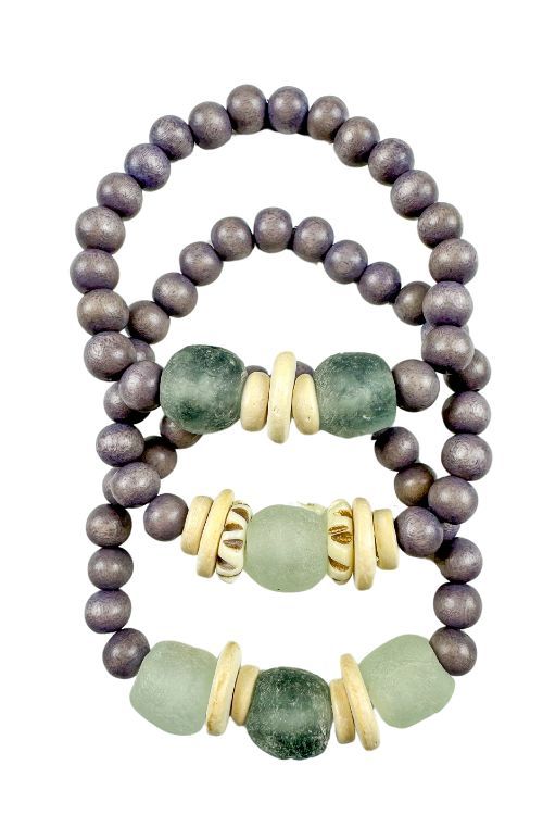 Trio Stack Bracelet Set | Mist + Gray | Final Sale