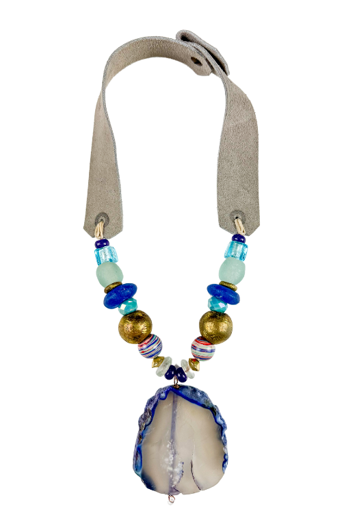 Mid Stone Pendant Necklace | Blue