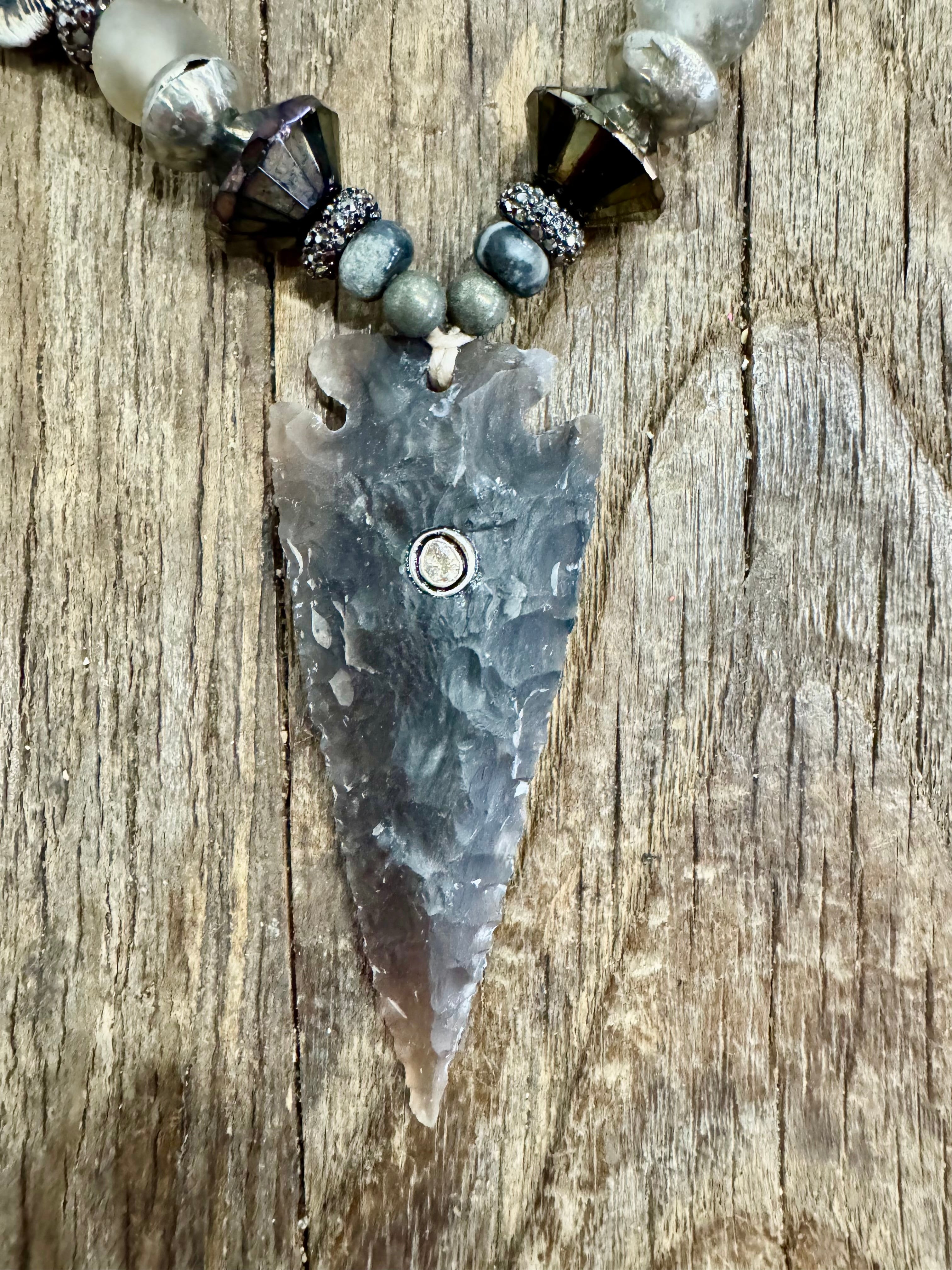 Slim Arrowhead Necklace | Slate | T&T x S.Carter