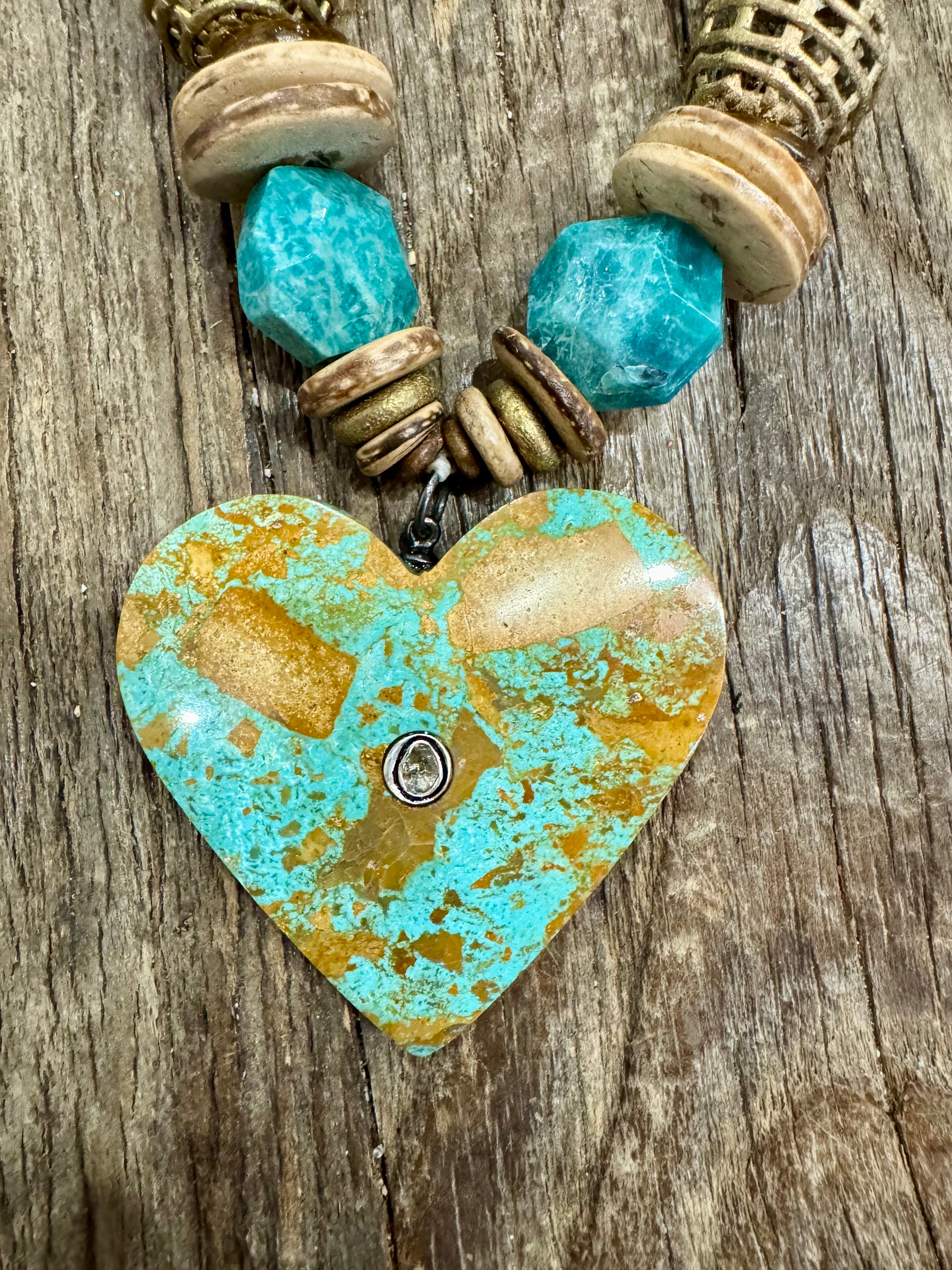 Mid Heart Necklace | Turquoise | T&T x S.Carter