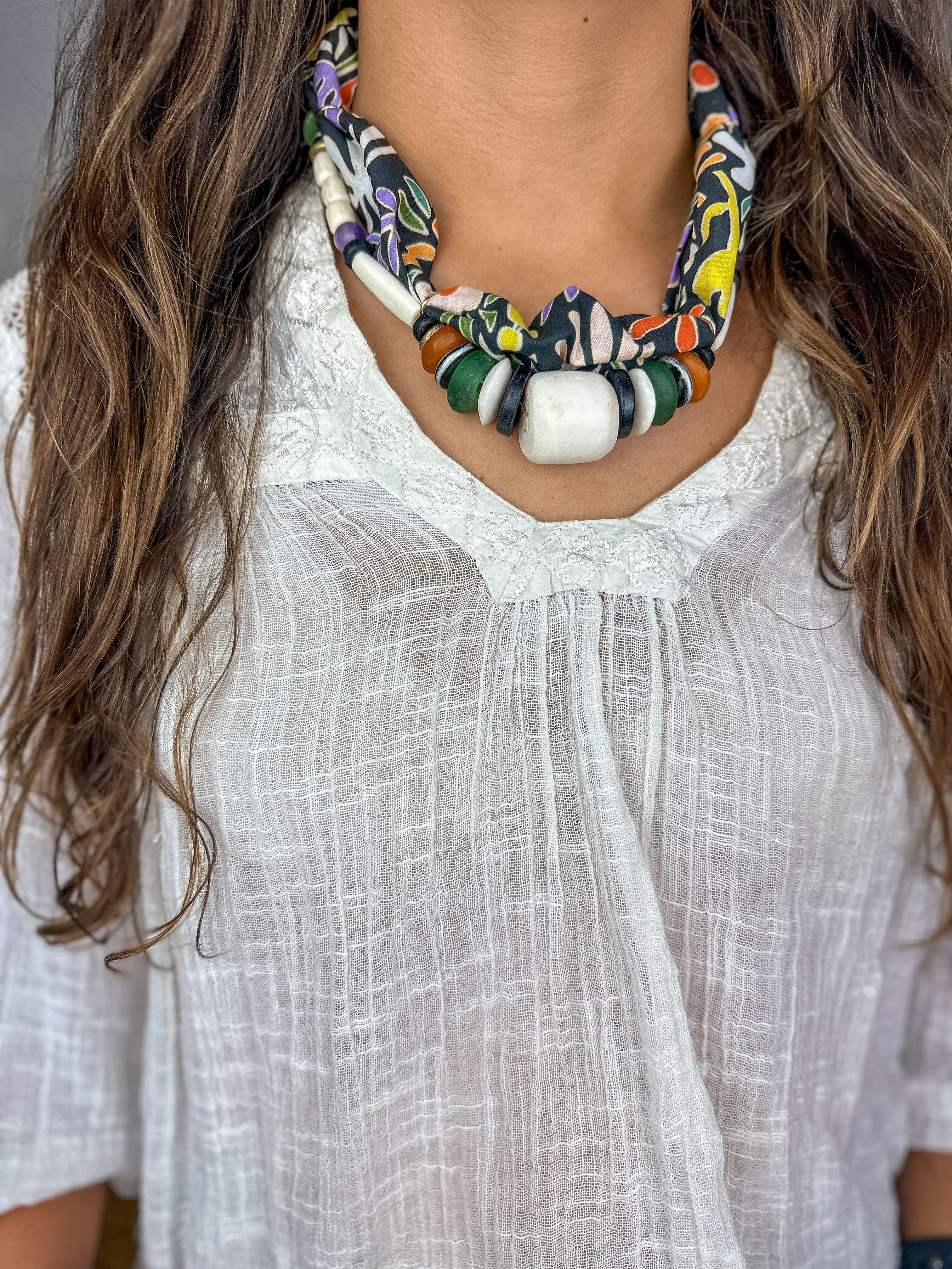 Beaded Bandana Necklace | Botanical