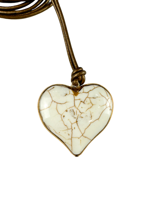 Cord Pendant Necklace | Marbled Heart