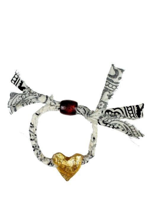 Bandana Heart Bracelet | Black + White