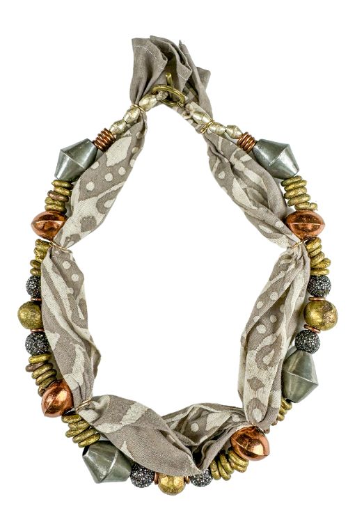 Beaded Bandana Necklace | Mixed Metal