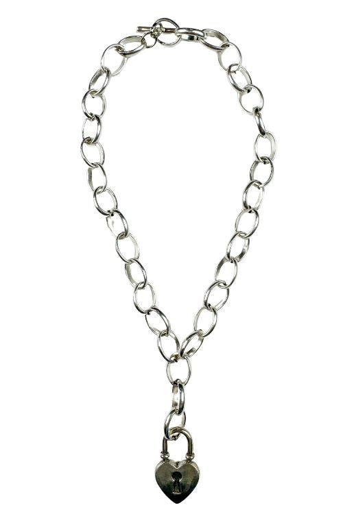 Heart Lock Necklace | Silver