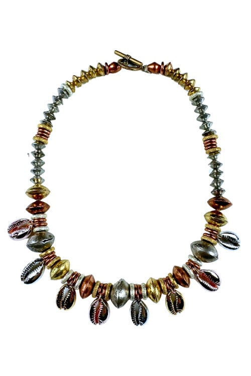 Stacked Cowrie Choker | Mixed Metal