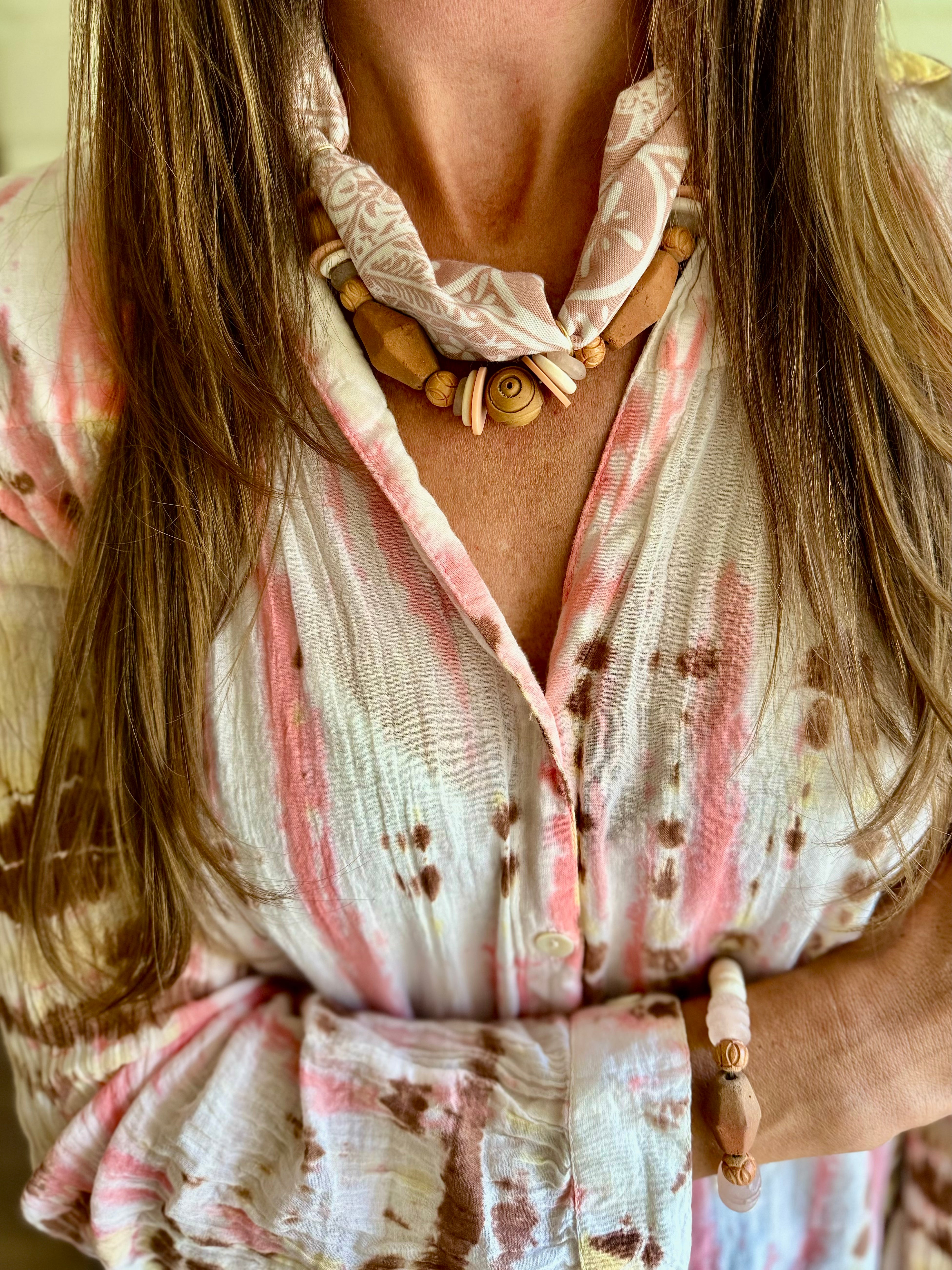 Beaded Bandana Necklace | Clay | T&T x Home Ec