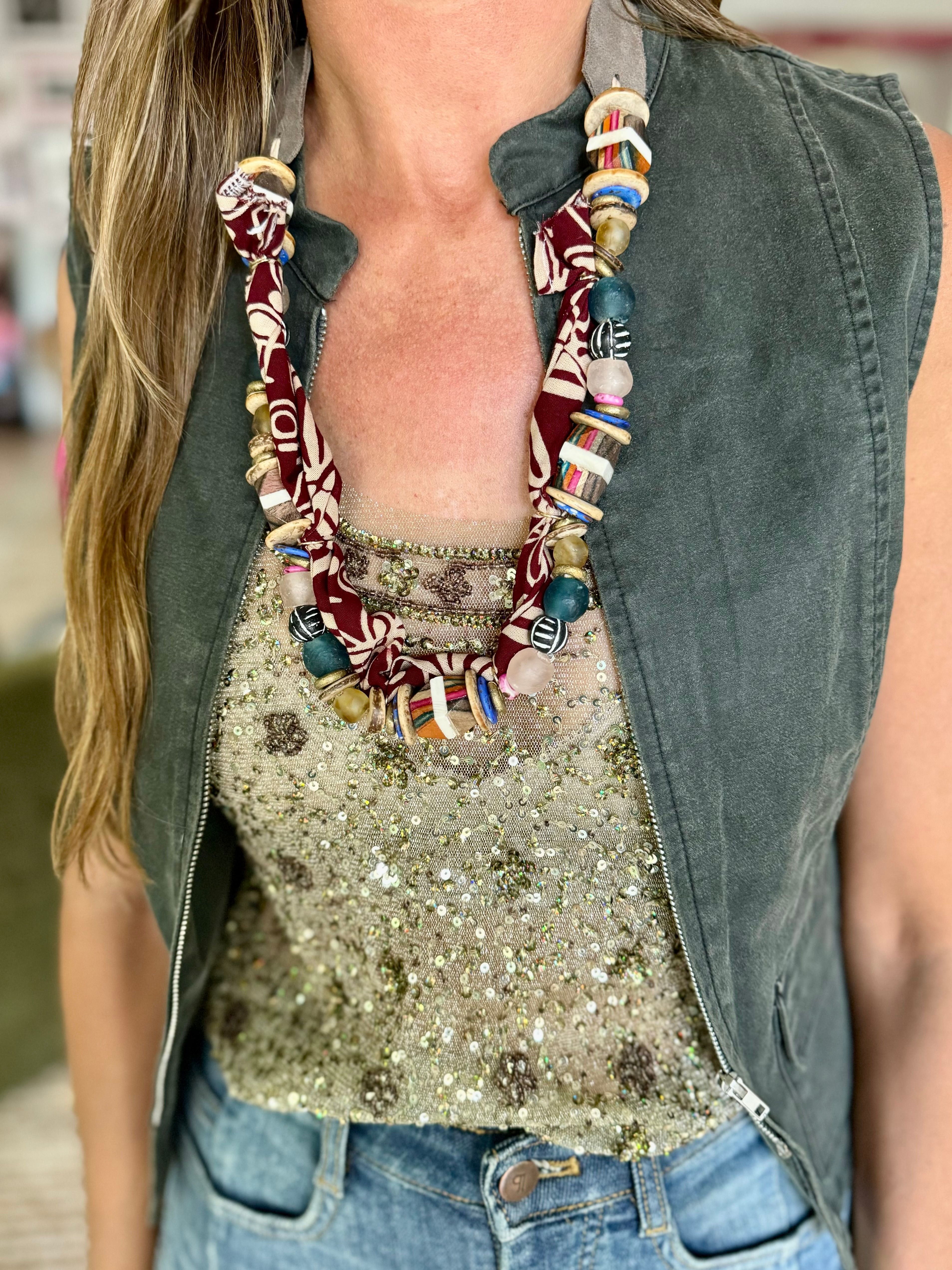 Long Beaded Bandana Necklace | Sedona