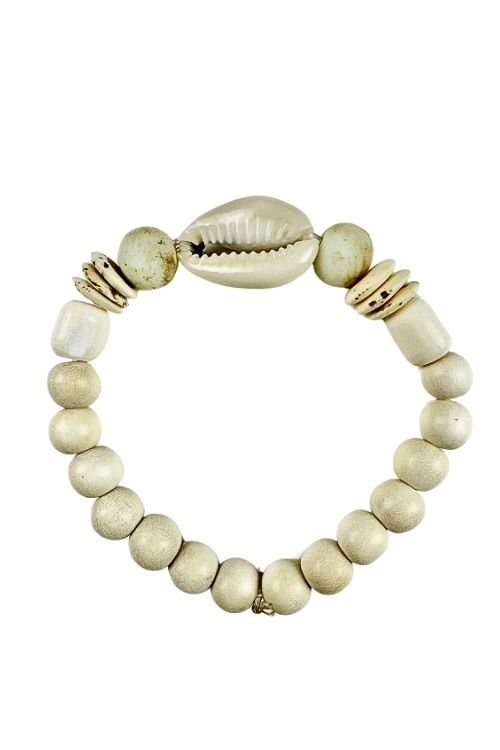 Cowrie Single Stack Bracelet | White | Final Sale