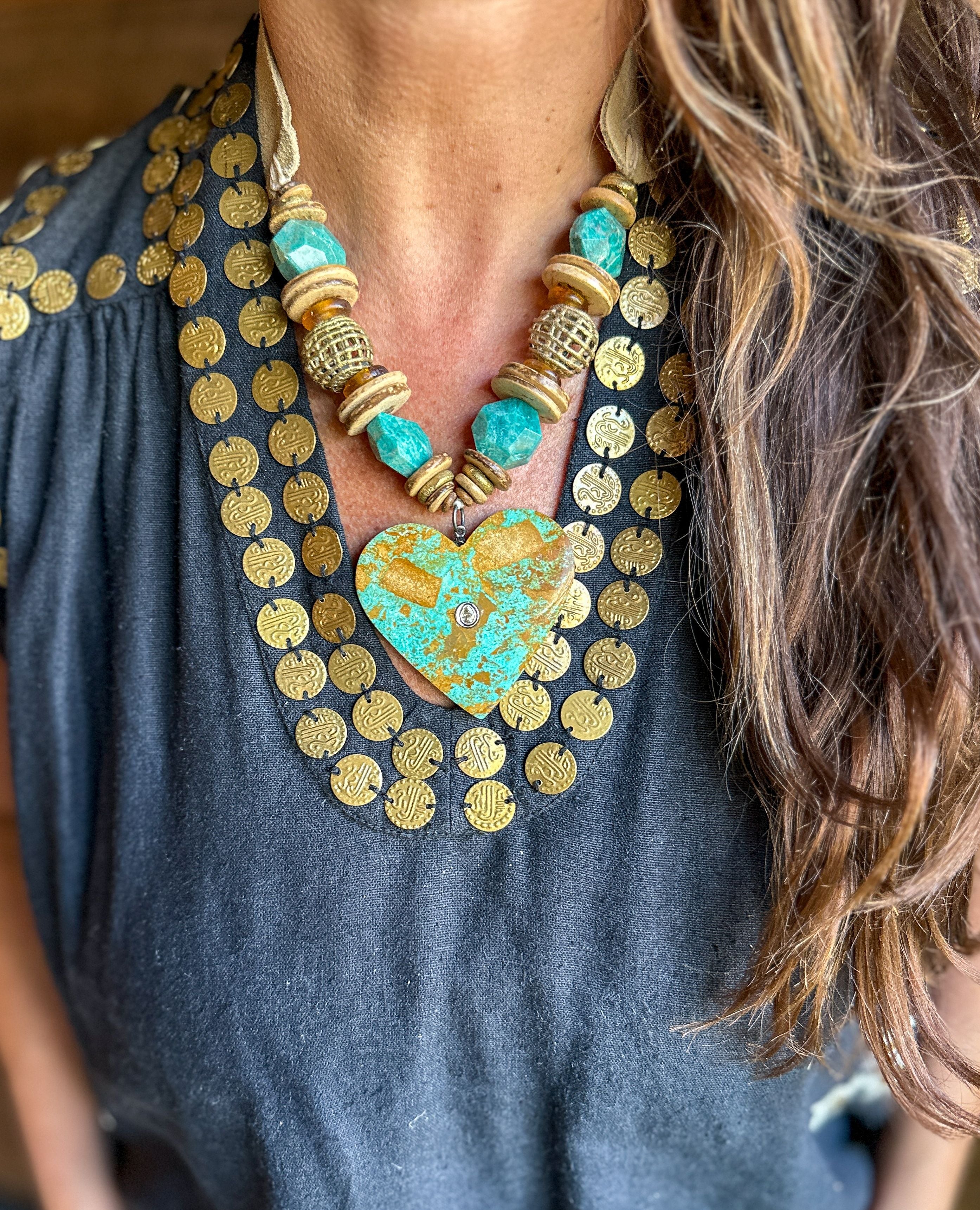 Mid Heart Necklace | Turquoise | T&T x S.Carter