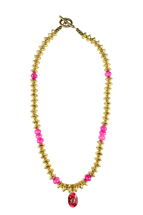 Tribal Charm Necklace | Pink + Gold