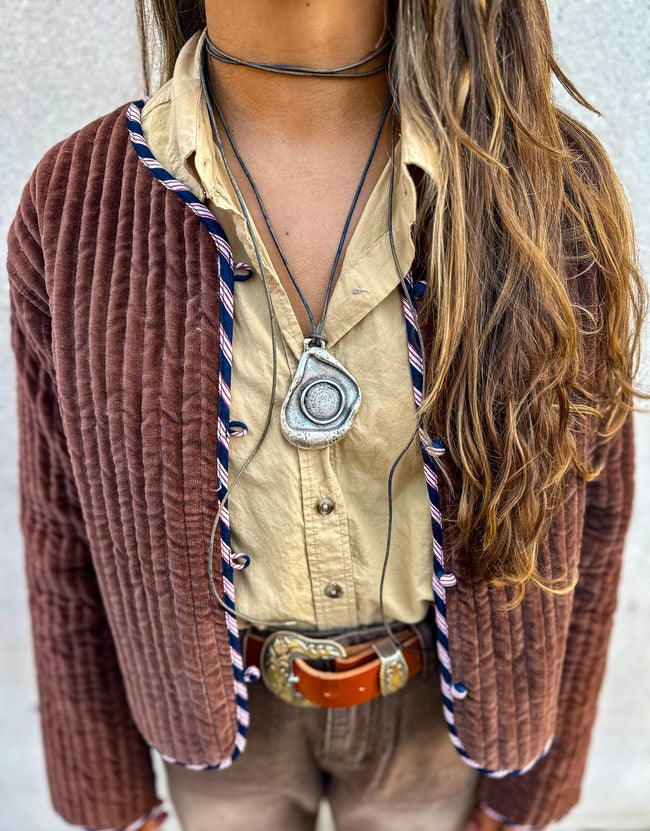 Cord Pendant Necklace | Vintage Silver