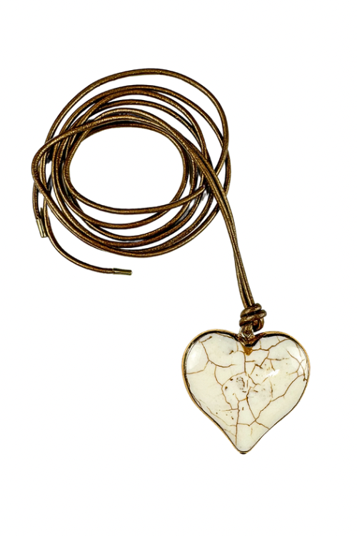 Cord Pendant Necklace | Marbled Heart