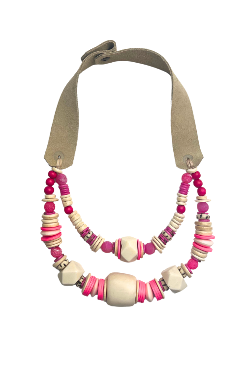 Layered Classic Necklace | Pink + White | Final Sale