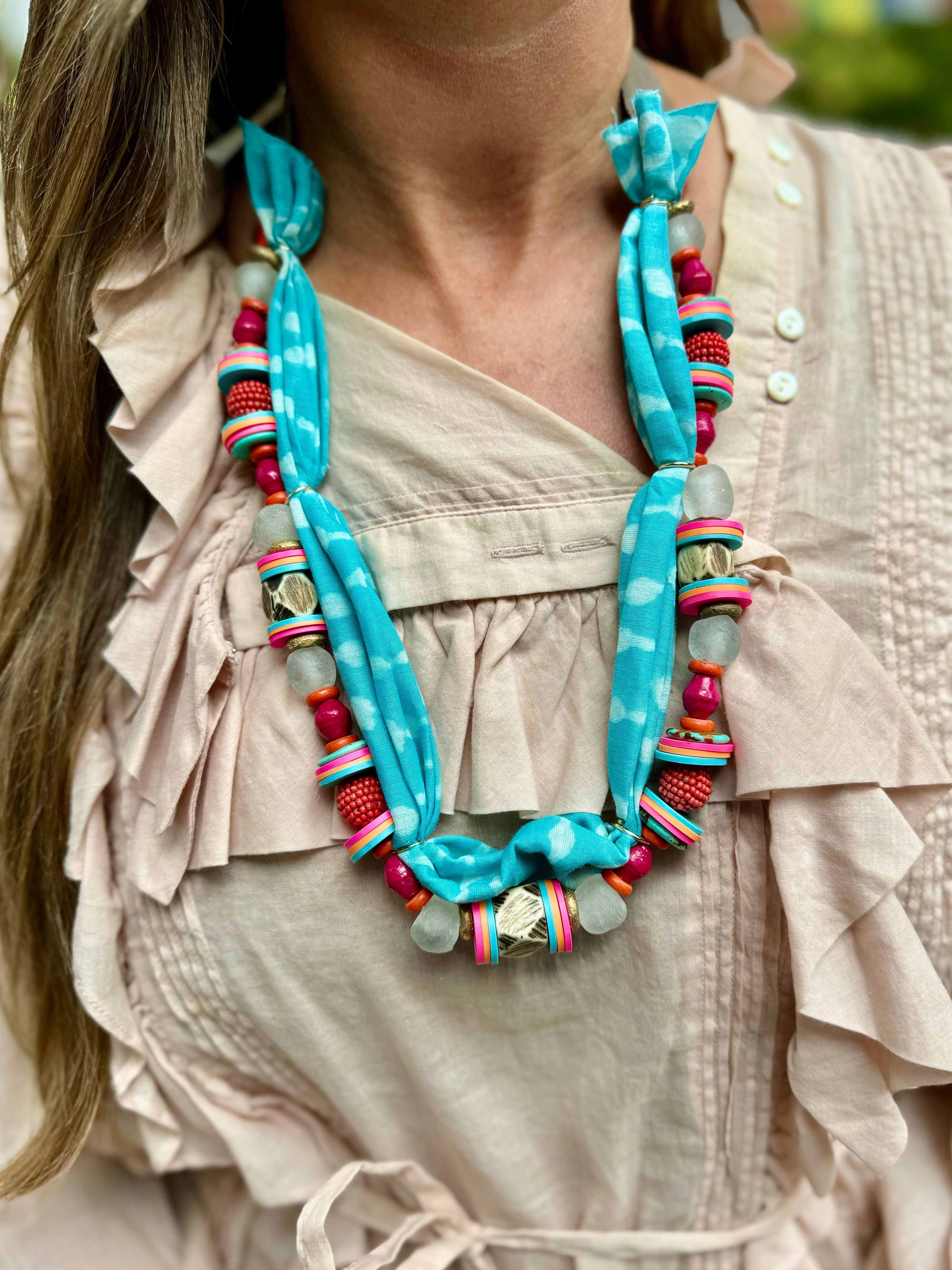 Long Beaded Bandana Necklace | Sayulita