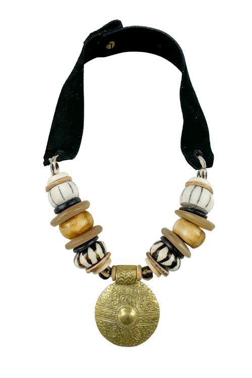 Mid Brass Pendant Necklace | Tribal