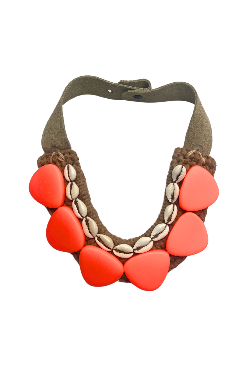 Cowrie Collar Necklace | Neon Orange | Final Sale