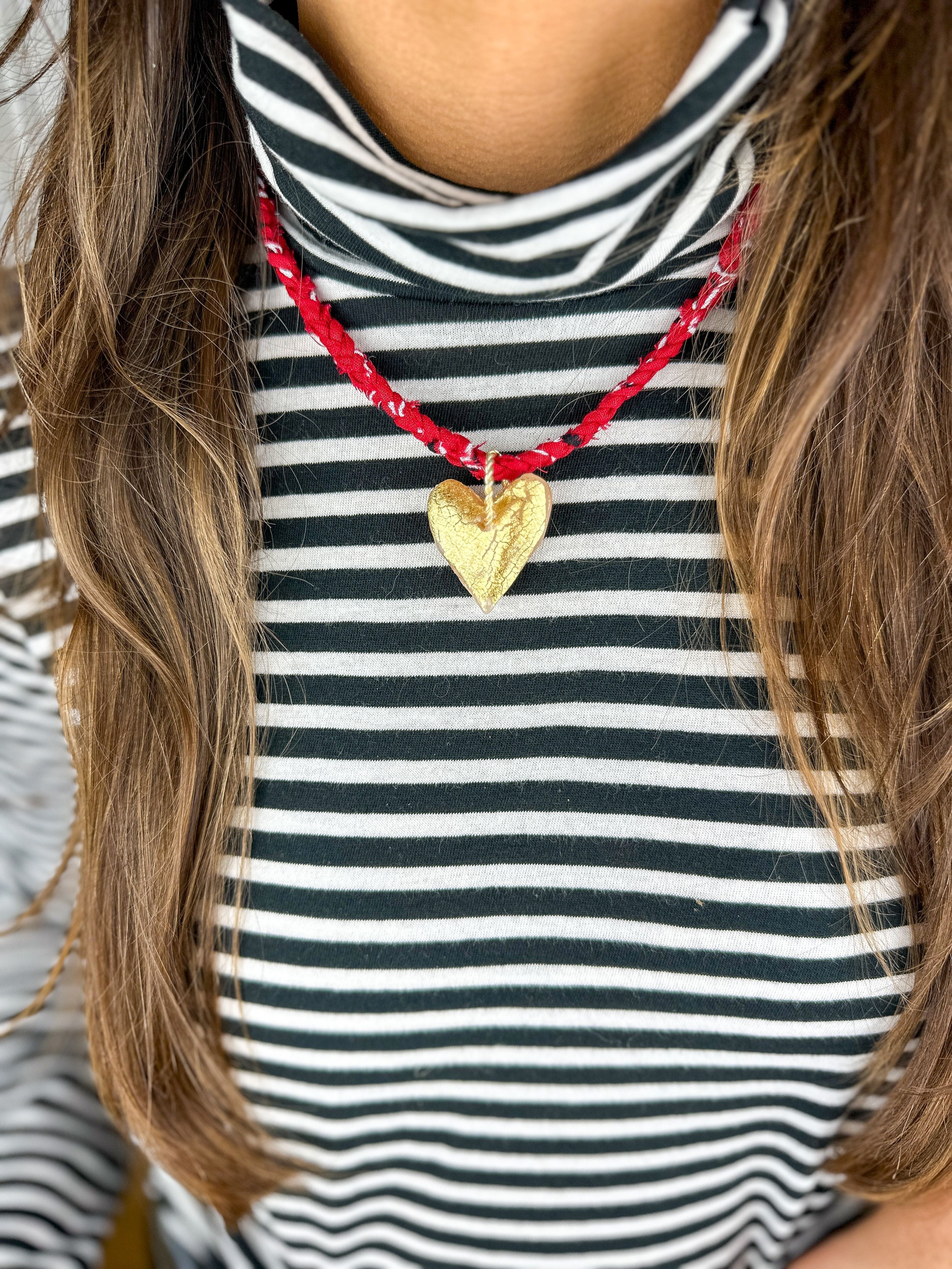 Bandana Heart Necklace | Red