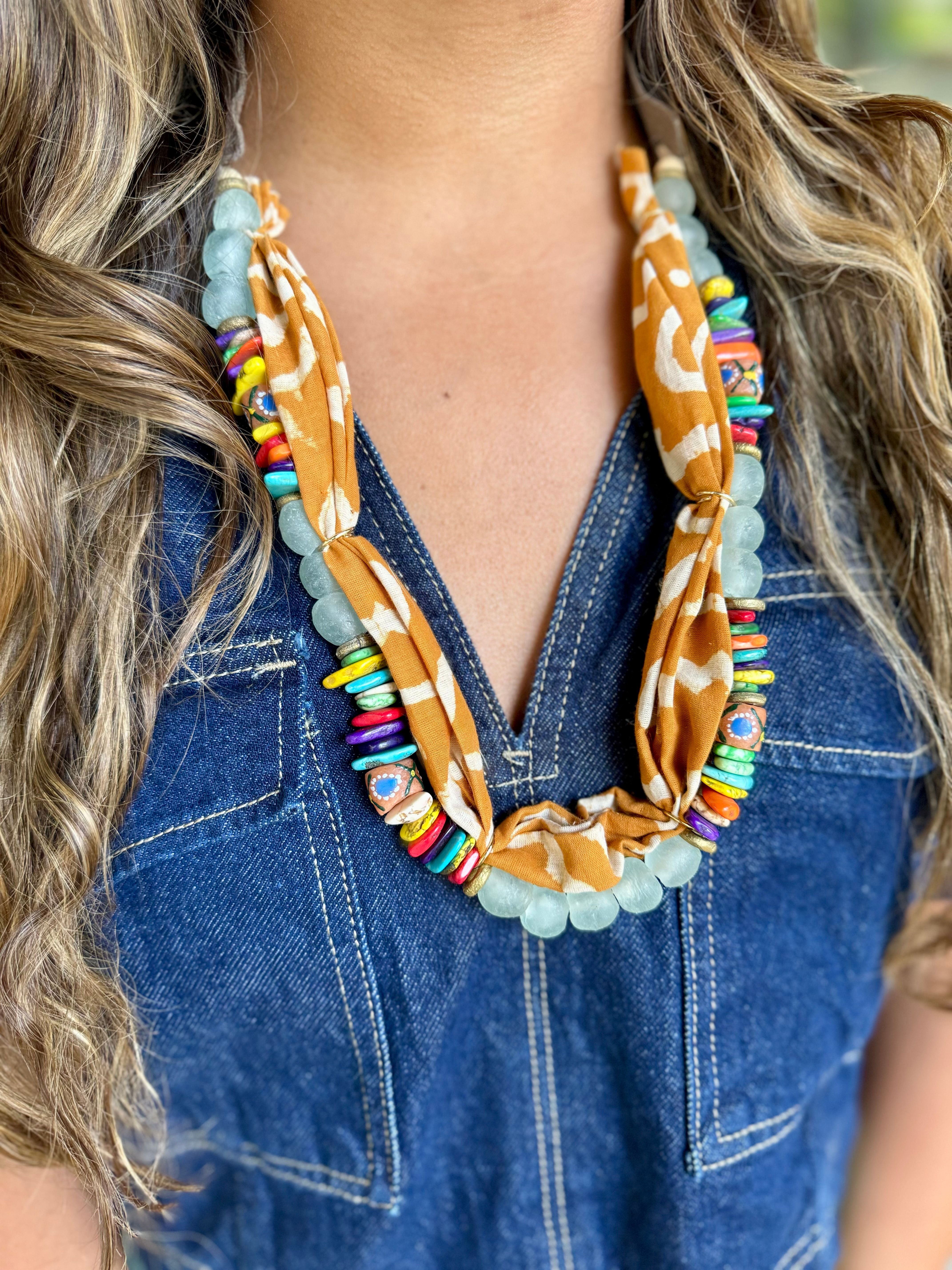 Long Beaded Bandana Necklace | Barcelona