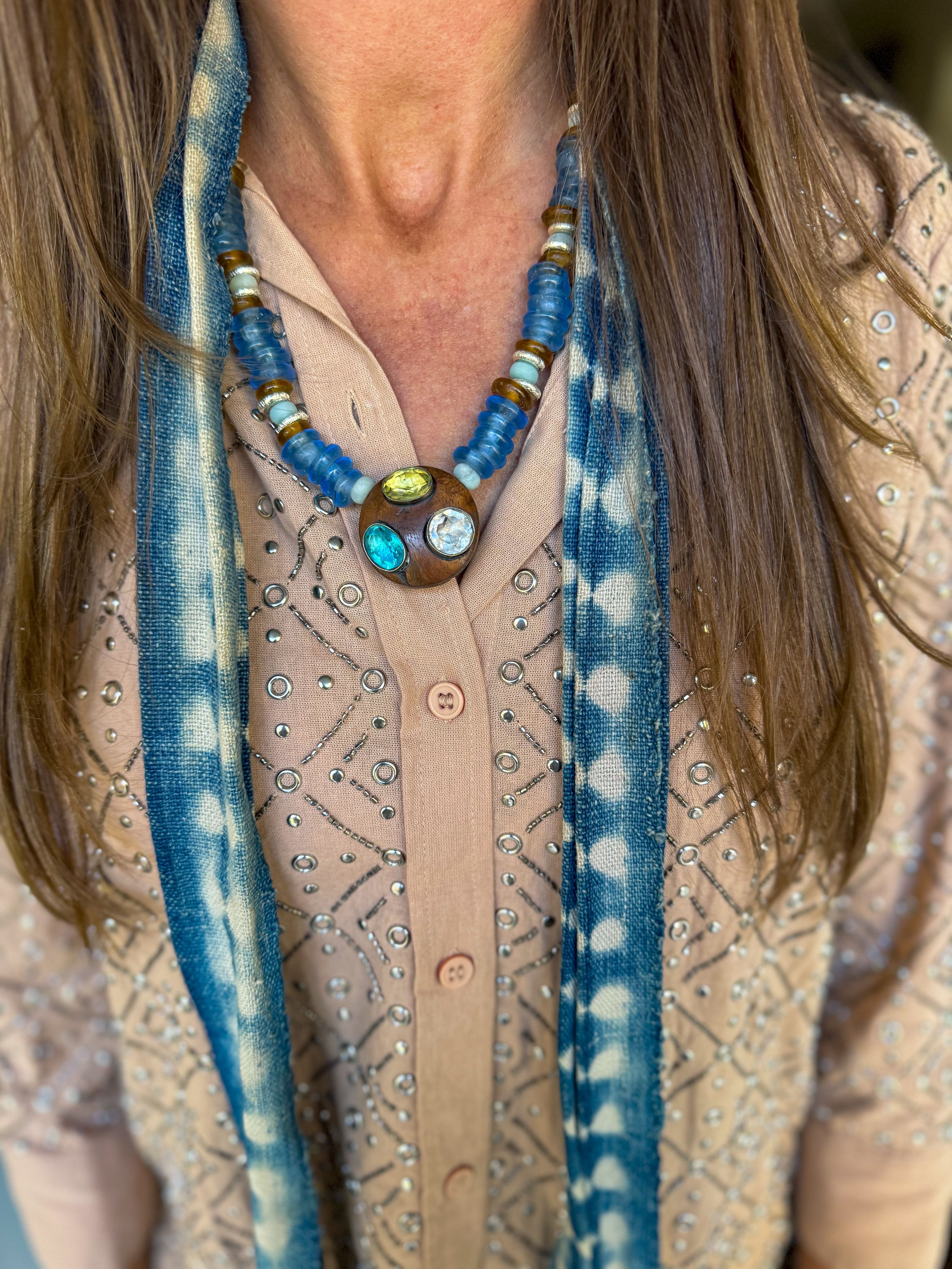 Tribal Pendant Necklace | Blue