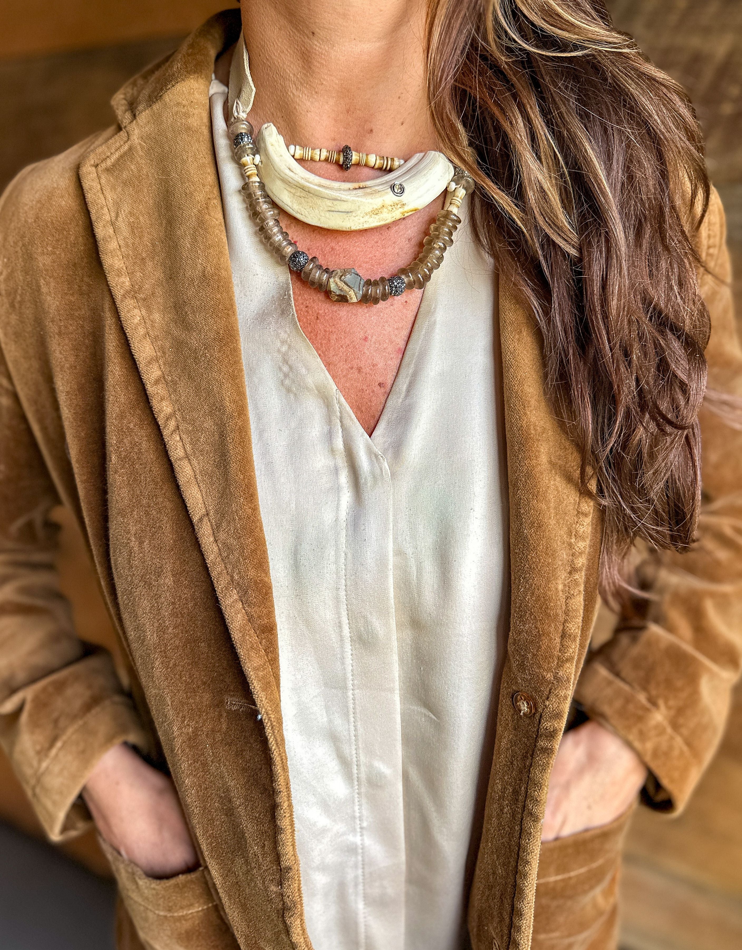 Woven Tusk Necklace | Neutral | T&T x S.Carter