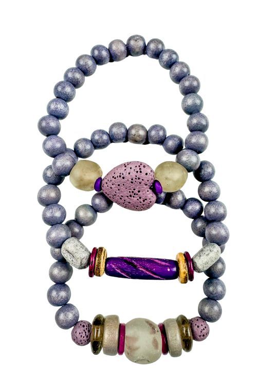 Trio Stack Bracelet Set | Purple