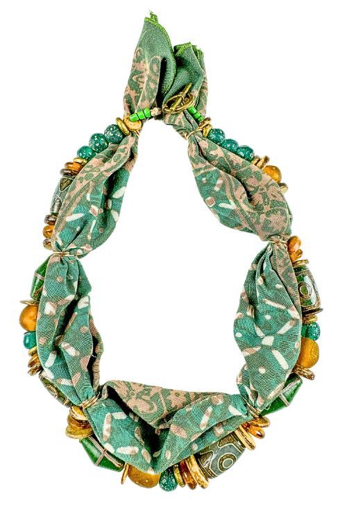 Beaded Bandana Necklace | Evergreen