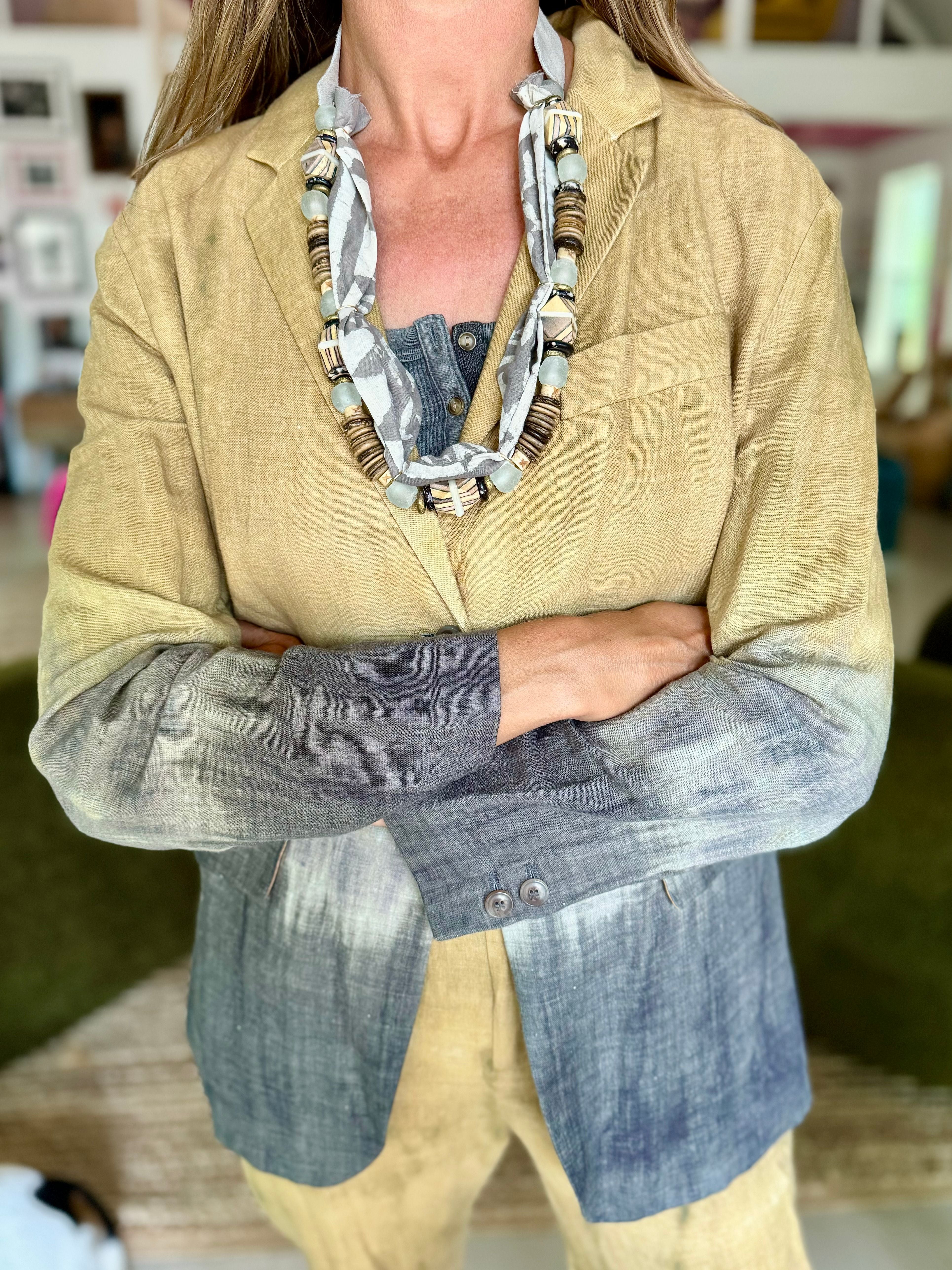 Long Beaded Bandana Necklace | Safari