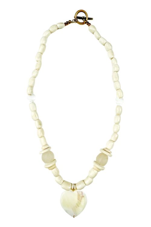 Tribal Heart Necklace | White