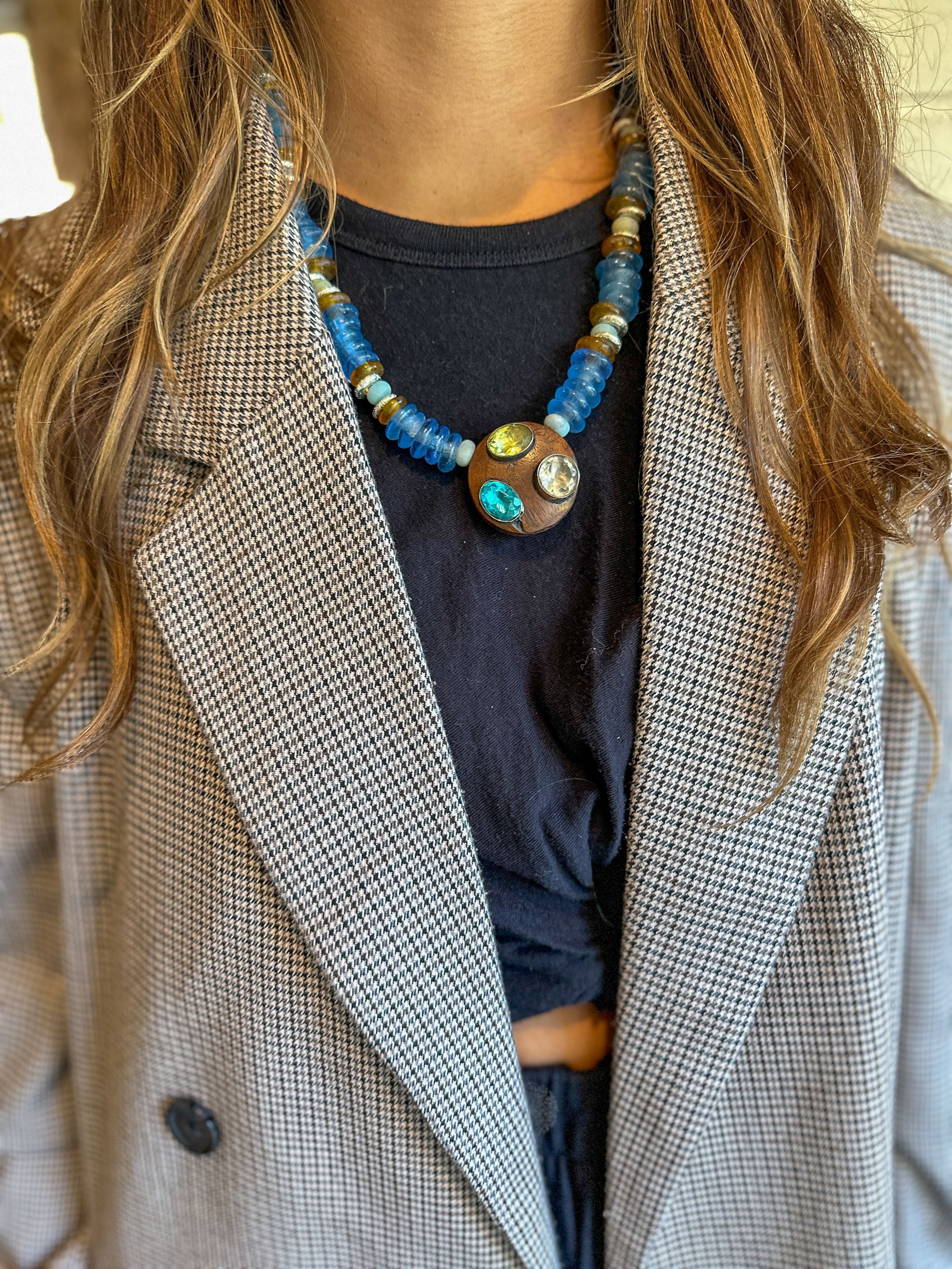 Tribal Pendant Necklace | Blue