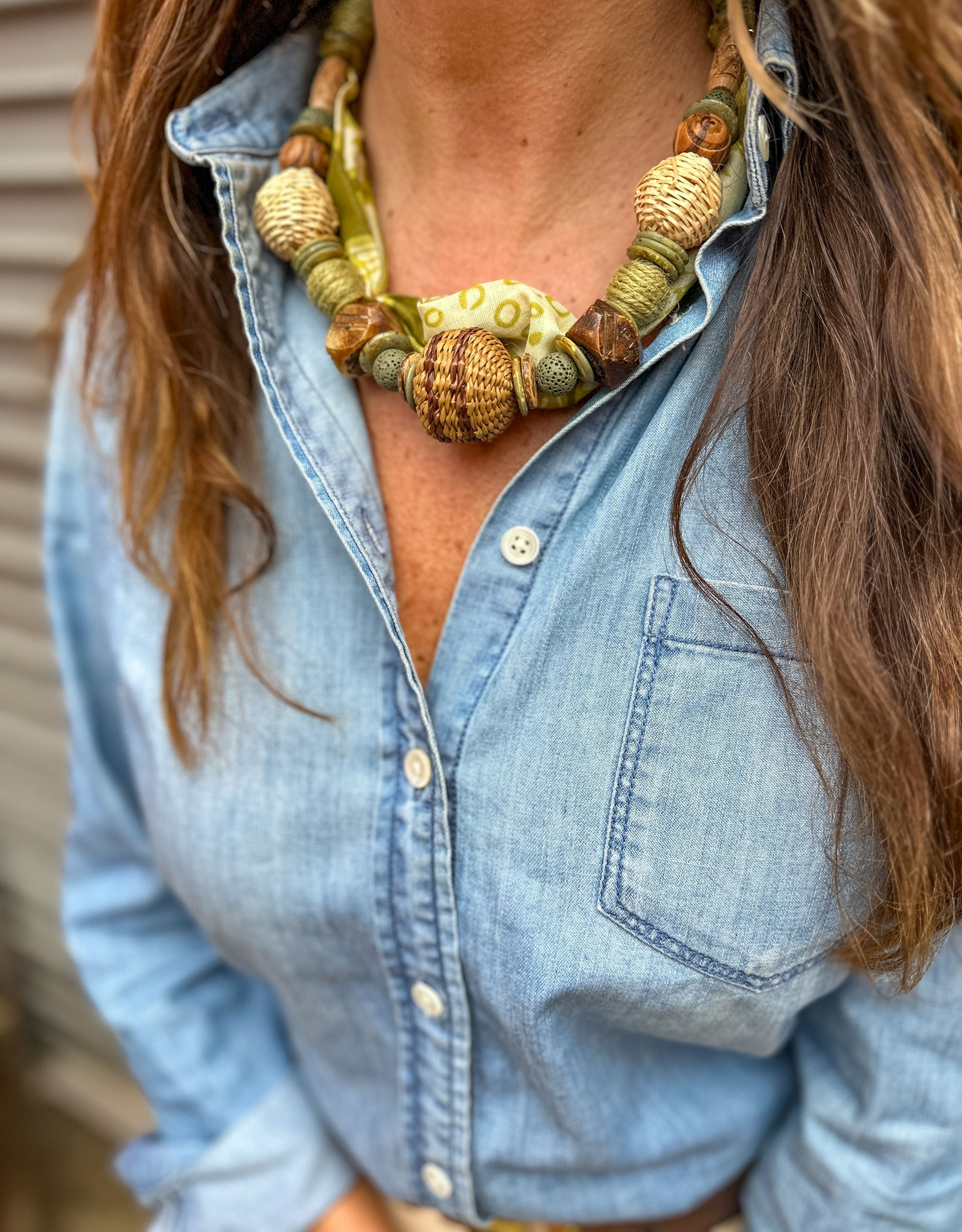 Beaded Bandana Necklace | Shroom