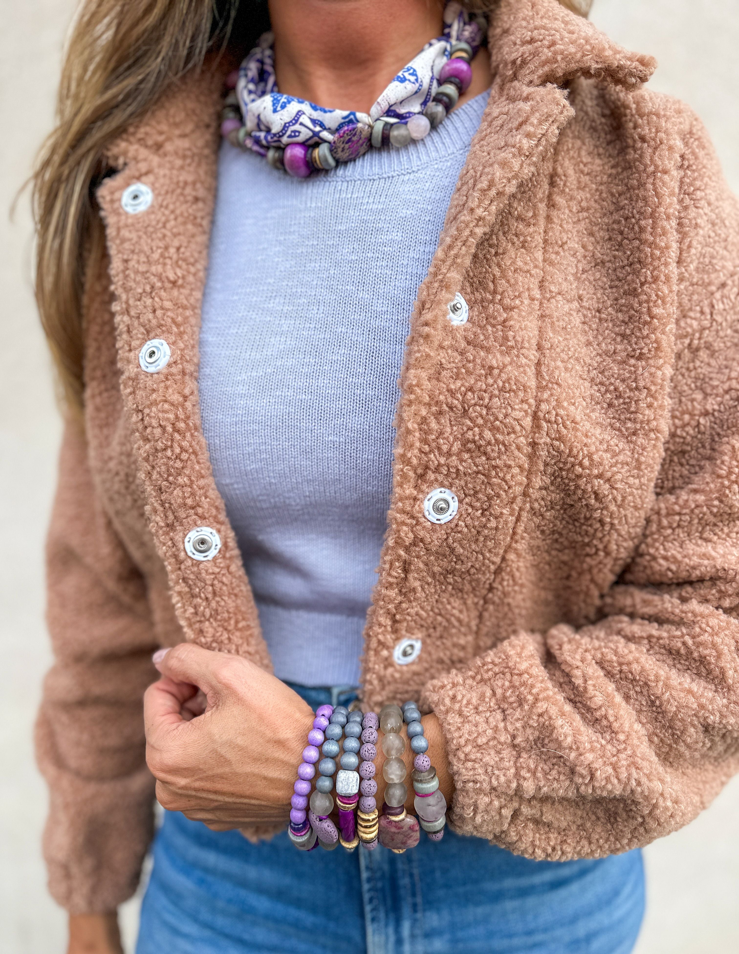 Beaded Bandana Necklace | Purple