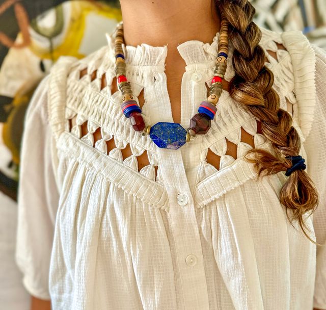 Tribal Classic Necklace | Red + Blue | T&T x Home Ec