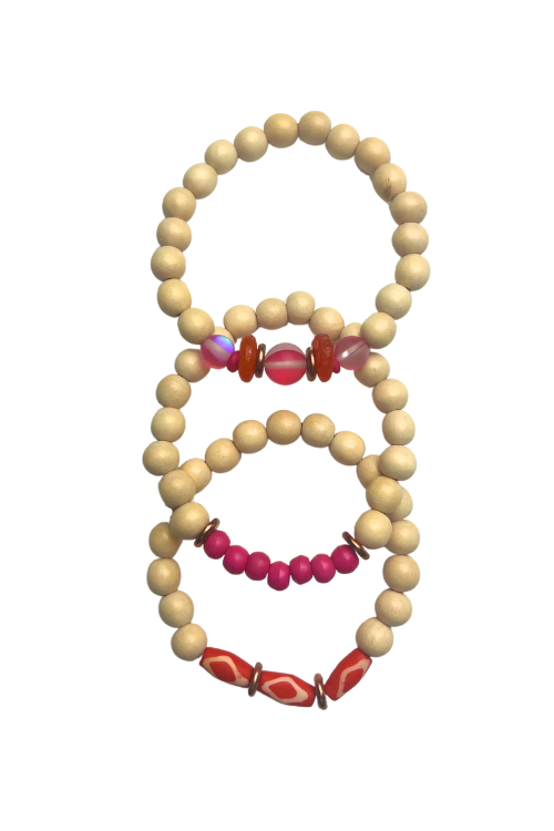 Trio Stack Bracelet Set | Pink + Orange | Final Sale