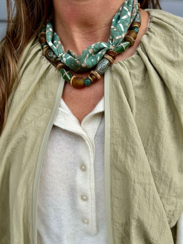 Beaded Bandana Necklace | Evergreen