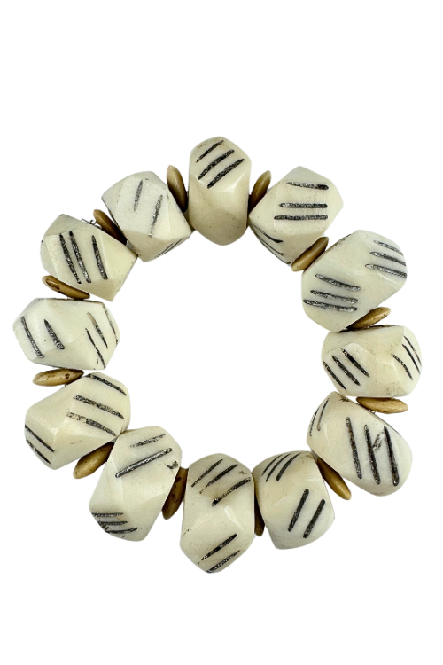 Beaded Bone Bracelet | White Tribal