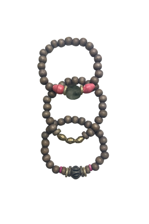 Trio Stack Bracelet Set | Pink + Gray | Final Sale