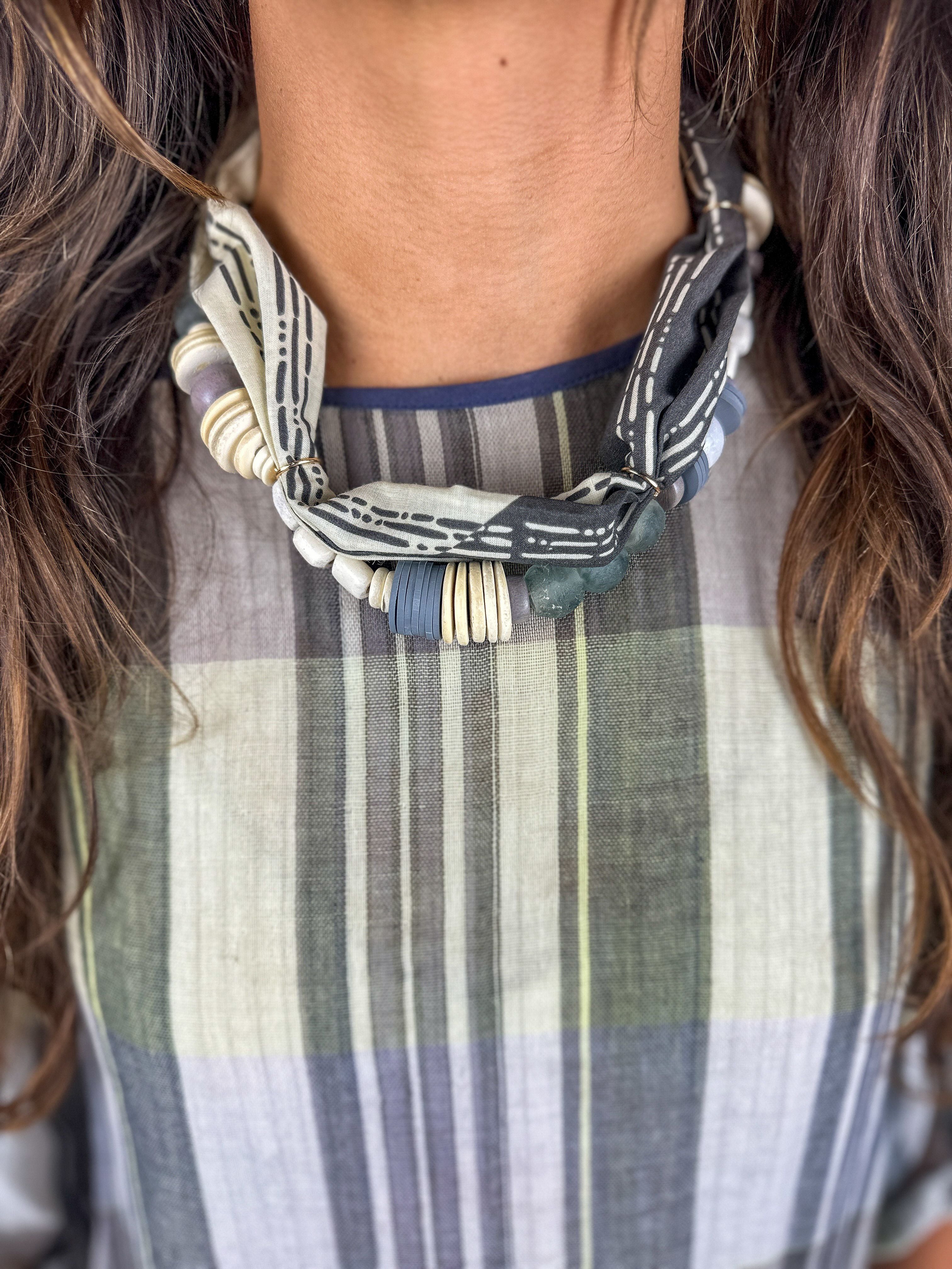 Beaded Bandana Necklace | Granite