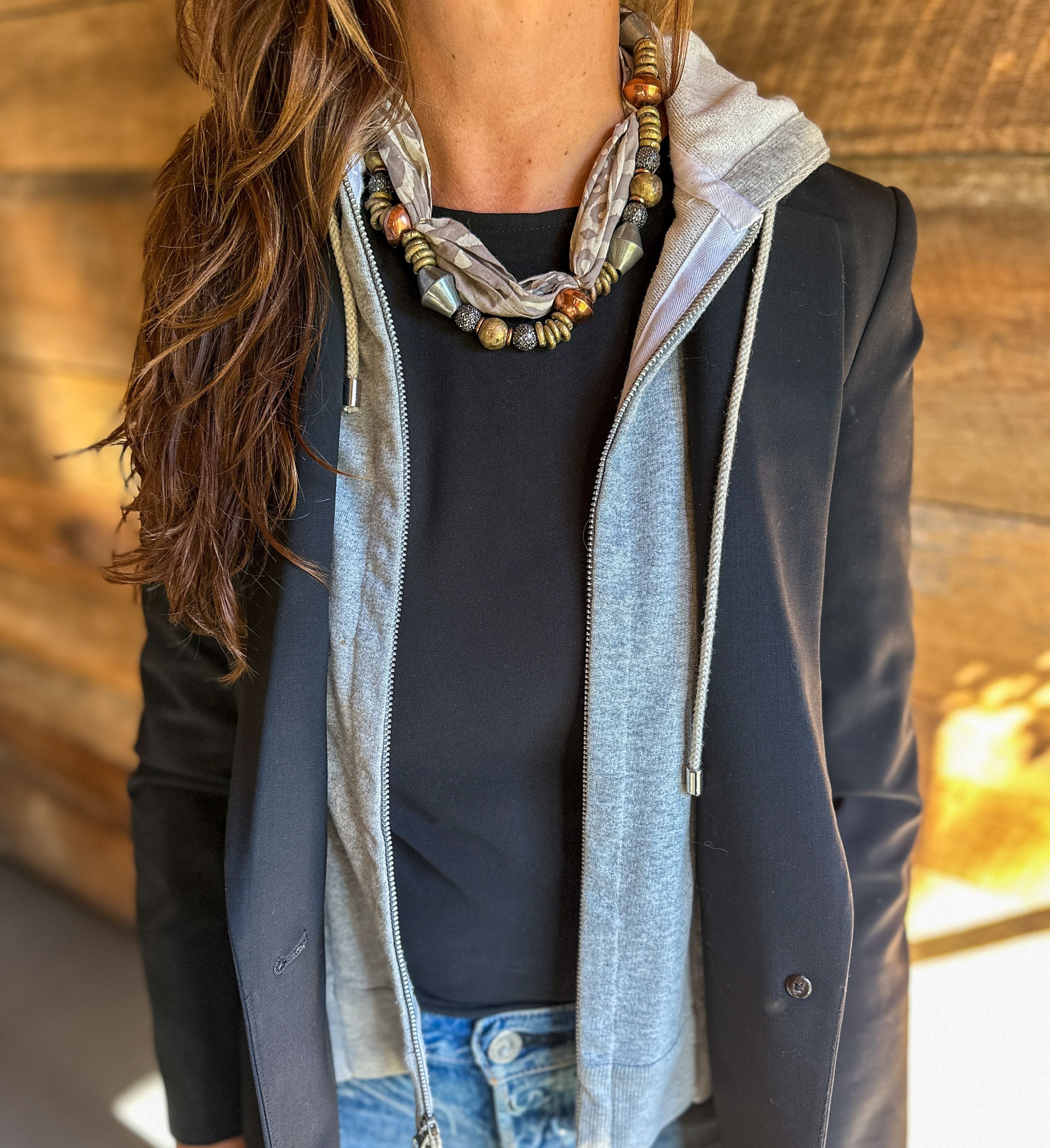 Beaded Bandana Necklace | Mixed Metal