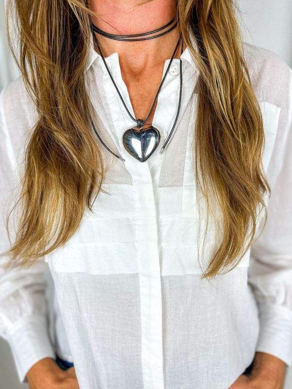 Cord Pendant Necklace | Silver Heart