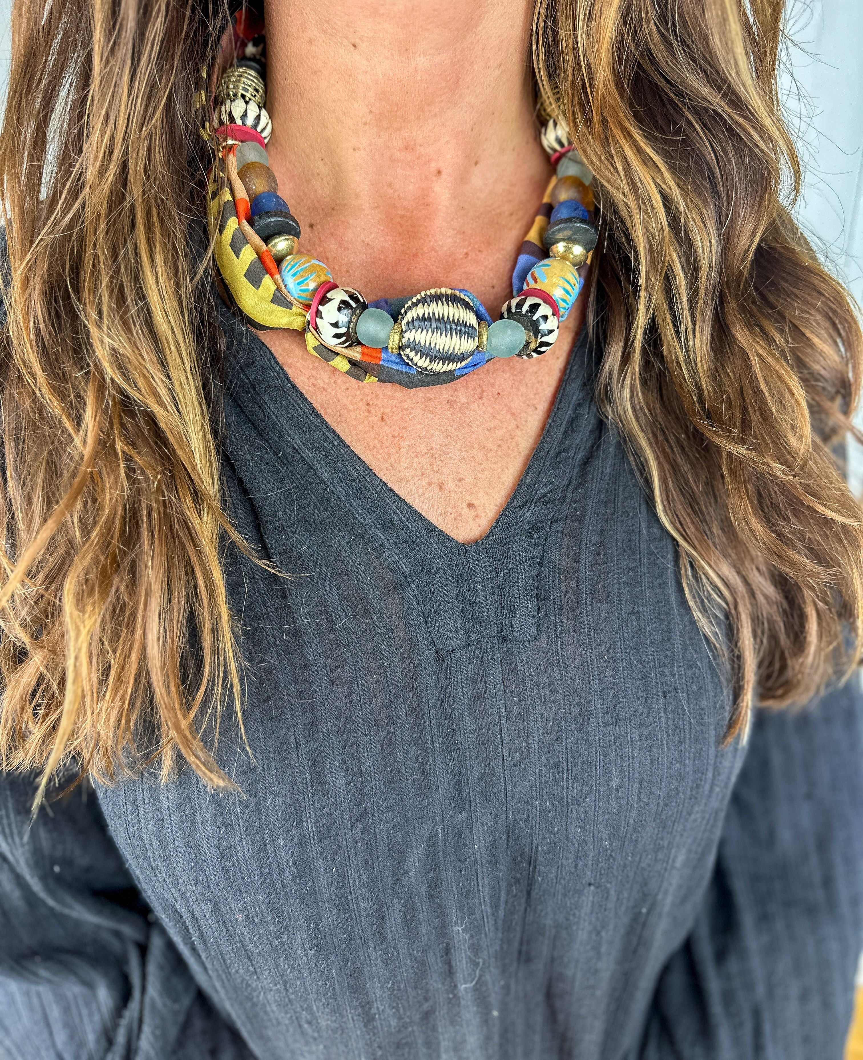 Beaded Bandana Necklace | Aztec